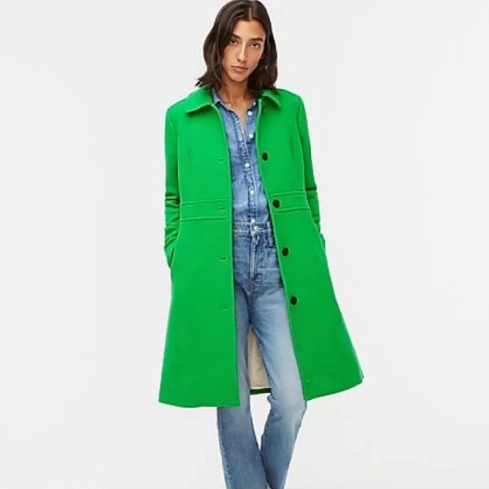 J.Crew Classic lady day coat-Italian wool Thinsulate Sz 10 Costal Green EUC